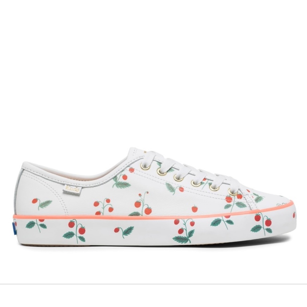 Keds x Rifle Paper Co. Leather Kickstart Sneaker Mini Strawberries Size 8 BNIB
